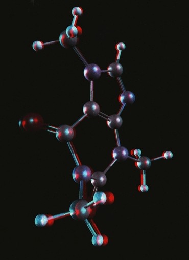 3-D-Bild von Aspirin (Bild B.Lintermann/L.Fruk)
